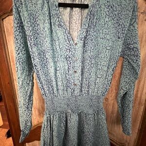 Rails Teal and Navy Patterned Dress